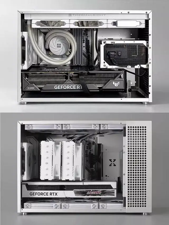 Alt view image 4 of 7 - Gintol zzaw C4P all aluminum alloy MATX motherboard small computer case ATX power supply 360 water-cooled gaming computer host desktop case shell