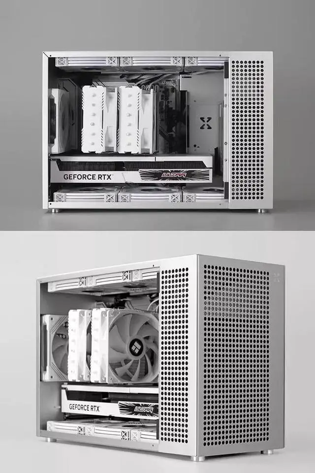 Alt view image 6 of 7 - Gintol zzaw C4P all aluminum alloy MATX motherboard small computer case ATX power supply 360 water-cooled gaming computer host desktop case shell