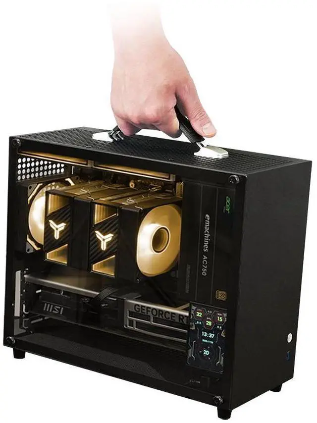 Main image of Gintol A600 micro atx case/mini itx case computer Pc case small chassis , portable, side-transparent glass, supports ATX power supply, 328mm graphics card length limit, desktop computer pc case shell