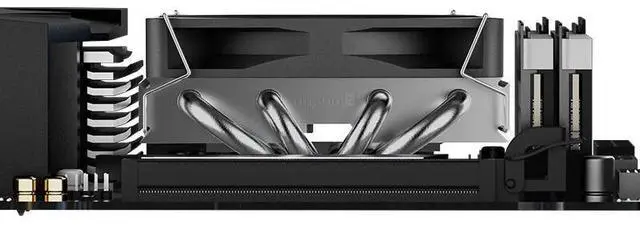 Alt view image 4 of 6 - HP400S down-pressing radiator CPU fan ITX mini 4 heat pipe desktop computer mini wind cooling silent PWM intelligent temperature control 1700/AMD HP400S black four heat pipe 36.7 height
