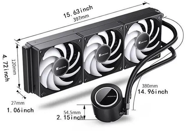 Alt view image 2 of 7 - TG-360 integrated water-cooled radiator black desktop computer game assembly computer host 360 water-cooled radiator (hidden type line management/5V shen guang synchronous ARGB/damping rotation namepl