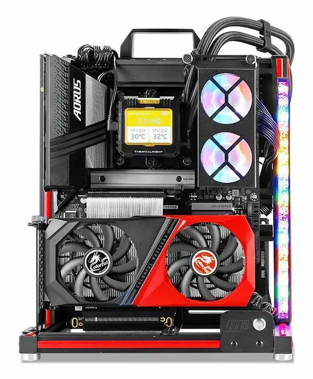 Alt view image 5 of 5 - Gintol diy open  frame air micro atx pc case ATX/ITX Computer case supports ATX power supply, creative personality, desktop computer assembly, computer host DIY case hardware testing platform