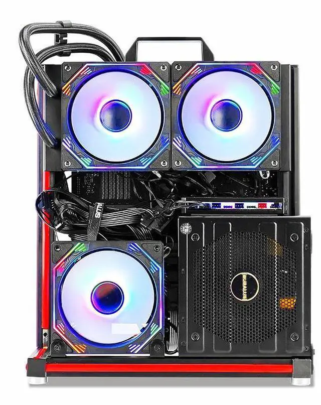 Alt view image 4 of 5 - Gintol diy open  frame air micro atx pc case ATX/ITX Computer case supports ATX power supply, creative personality, desktop computer assembly, computer host DIY case hardware testing platform