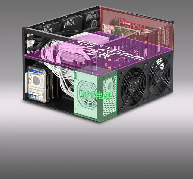 Alt view image 4 of 4 - Aries 8-bay NAS Pc Case computer Case chassis with all aluminum alloy shell, ATX motherboard, SFX power supply, Feiniu black group network storage, server computer, NAS chassis