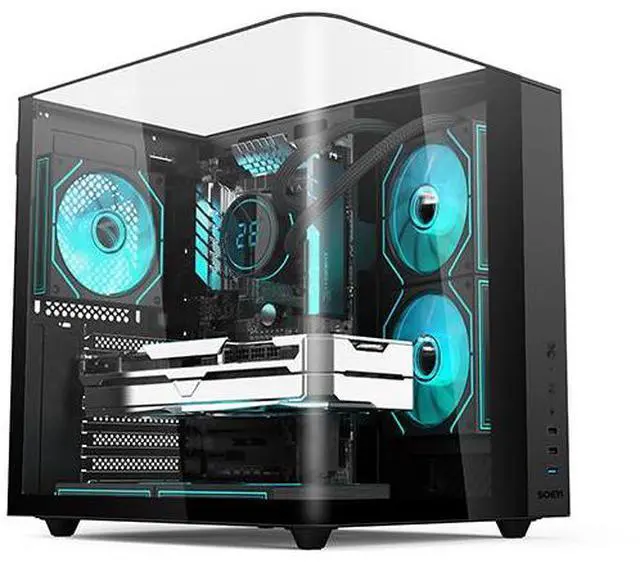 Alt view image 3 of 7 - GINTOL CH3+ ATX/micro Atx/ITX /ATX Mid-Tower PC Gaming Case Desktop Computer Host Computer Case, Side View Sea View Room, 240 Water-cooled Computer Pc Case