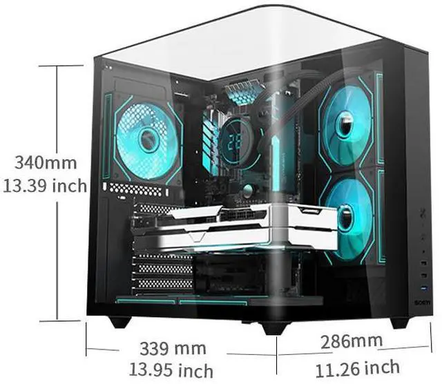 Alt view image 2 of 7 - GINTOL CH3+ ATX/micro Atx/ITX /ATX Mid-Tower PC Gaming Case Desktop Computer Host Computer Case, Side View Sea View Room, 240 Water-cooled Computer Pc Case