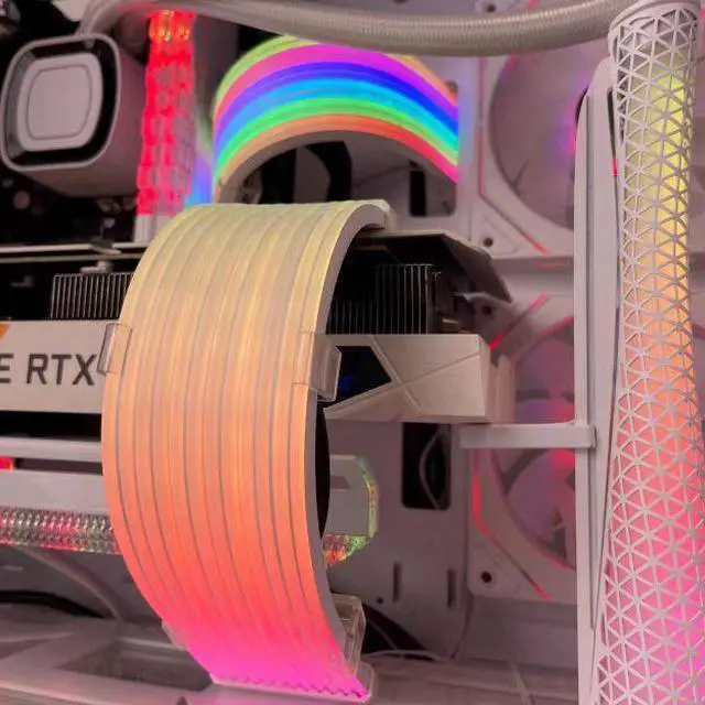 Alt view image 6 of 7 - Desktop assembled computer host neon line god light synchronous motherboard 24Pin decorative strip ARGB light strip 8Pin graphics card ARGB god light synchronous sea view room chassis decorative light