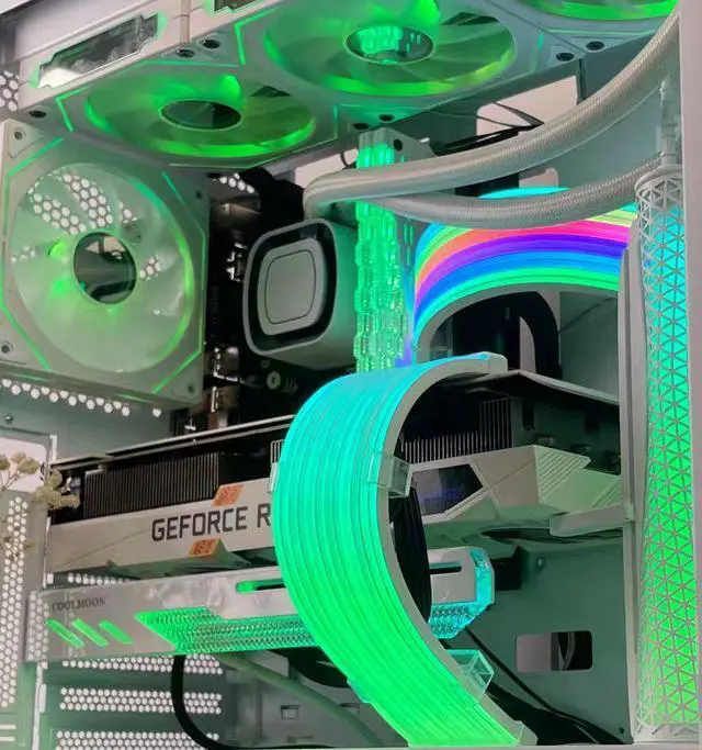 Alt view image 5 of 7 - Desktop assembled computer host neon line god light synchronous motherboard 24Pin decorative strip ARGB light strip 8Pin graphics card ARGB god light synchronous sea view room chassis decorative light