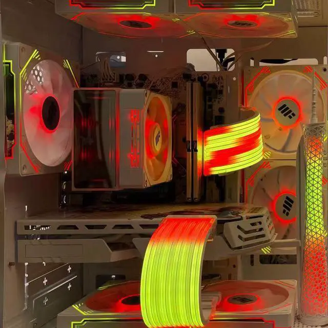 Alt view image 7 of 7 - Desktop assembled computer host neon line god light synchronous motherboard 24Pin decorative strip ARGB light strip 8Pin graphics card ARGB god light synchronous sea view room chassis decorative light