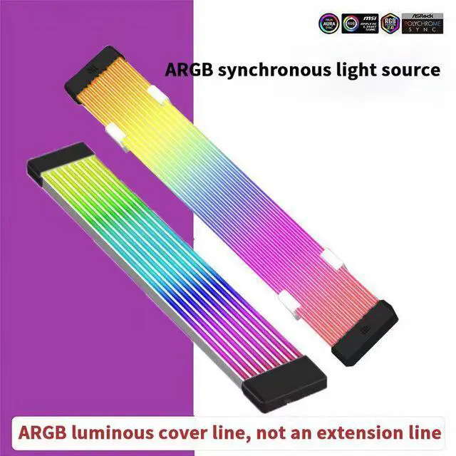 Main image of Desktop assembled computer host neon line god light synchronous motherboard 24Pin decorative strip ARGB light strip 8Pin graphics card ARGB god light synchronous sea view room chassis decorative light