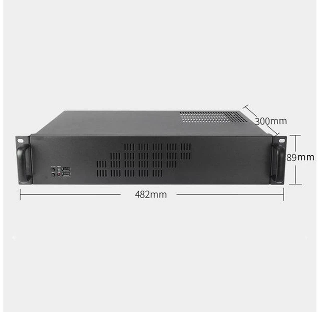 Alt view image 2 of 6 - 19 inch standard rack mounted 2U server chassis Case industrial control computer case with silent, dust-proof, ultra short 300mm depth monitoring horizontal computer server case shell computer case