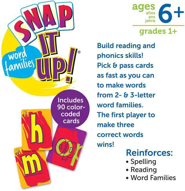 Alt view image 5 of 6 - Learning Resources Snap It Up! Phonics & Reading Card Game - Sight Words Flash Cards, Phonics Family Board , ABC Classroom Must Haves, Toddler Activities, Homeschool Supplies, Montessori