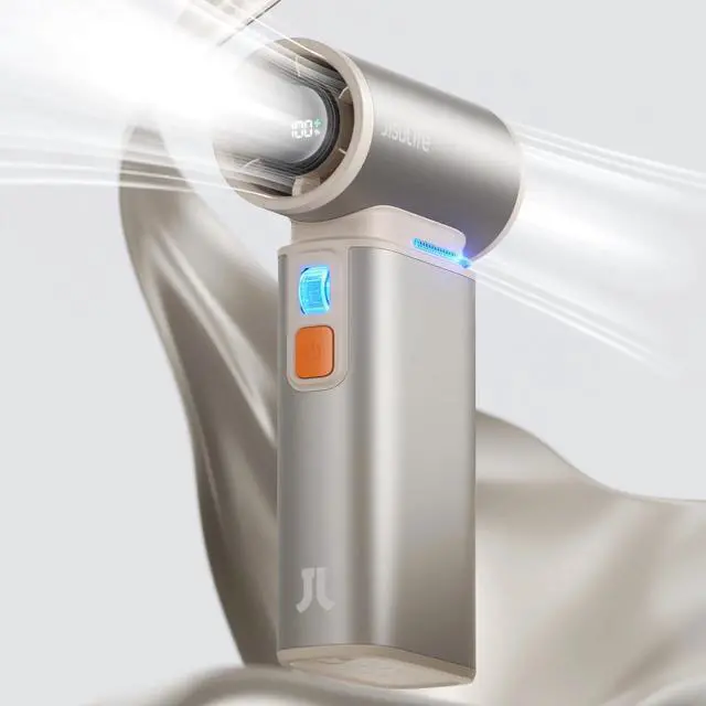 Main image of JISULIFE Portable Turbo Fan - 100-Speed Adjustable, 9000mAh Rechargeable, LED Display, Metal Shell with Accessories