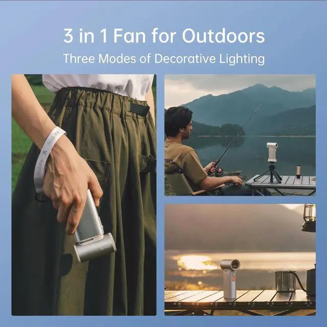 Alt view image 5 of 7 - JISULIFE Portable Turbo Fan - 100-Speed Adjustable, 9000mAh Rechargeable, LED Display, Metal Shell with Accessories