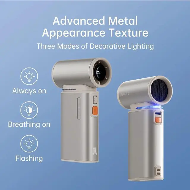 Alt view image 7 of 7 - JISULIFE Portable Turbo Fan - 100-Speed Adjustable, 9000mAh Rechargeable, LED Display, Metal Shell with Accessories
