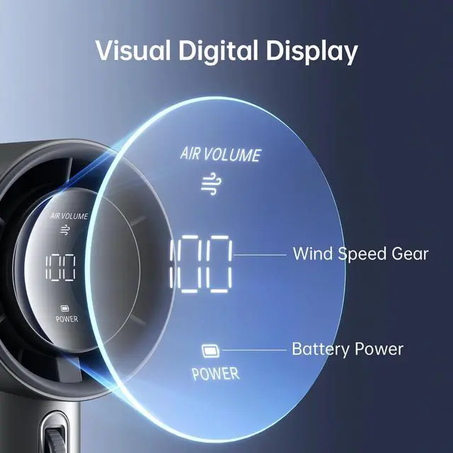 Alt view image 3 of 7 - JISULIFE Handheld Fan, USB Rechargeable Fan Battery Operated, 1-100 Speeds Adjustable Personal Fan, Digital Display, Gift for Camping/Outdoor