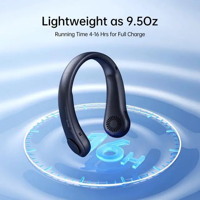 Alt view image 3 of 7 - JISULIFE Neck Fan5-Speed Rechargeable 4000mAh, Adjustable Wearable Cooler for Indoor/Outdoor