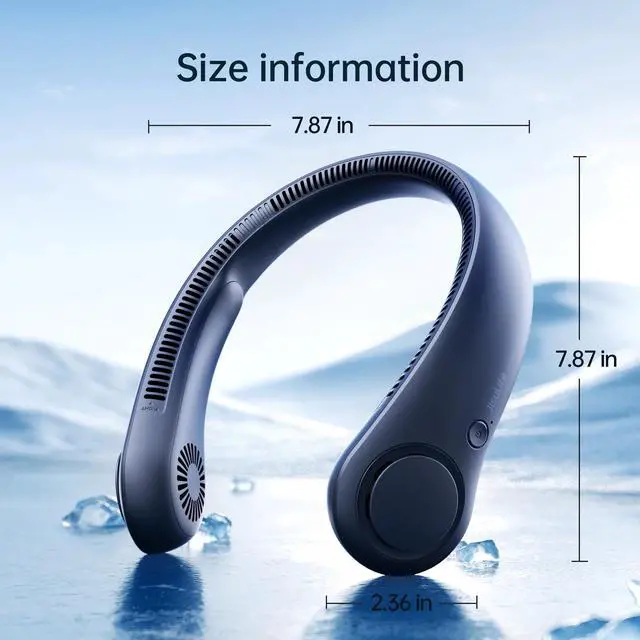 Alt view image 6 of 7 - JISULIFE Neck Fan5-Speed Rechargeable 4000mAh, Adjustable Wearable Cooler for Indoor/Outdoor