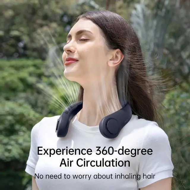 Alt view image 7 of 7 - JISULIFE Neck Fan5-Speed Rechargeable 4000mAh, Adjustable Wearable Cooler for Indoor/Outdoor