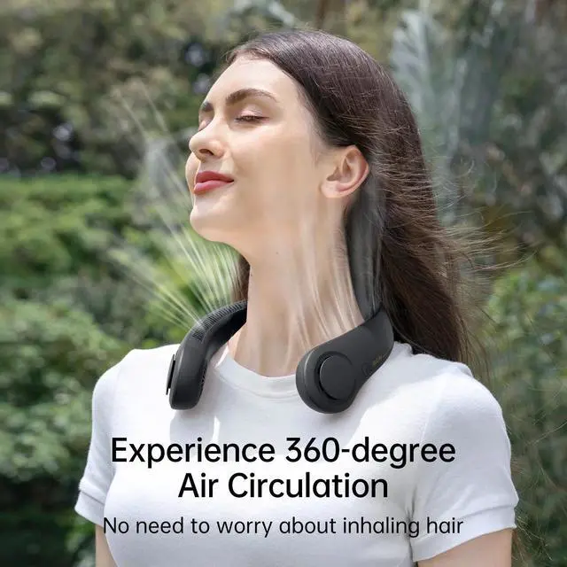 Alt view image 5 of 7 - JISULIFE Neck Fan5-Speed Rechargeable 4000mAh, Adjustable Wearable Cooler for Indoor/Outdoor