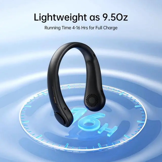 Alt view image 6 of 7 - JISULIFE Neck Fan5-Speed Rechargeable 4000mAh, Adjustable Wearable Cooler for Indoor/Outdoor