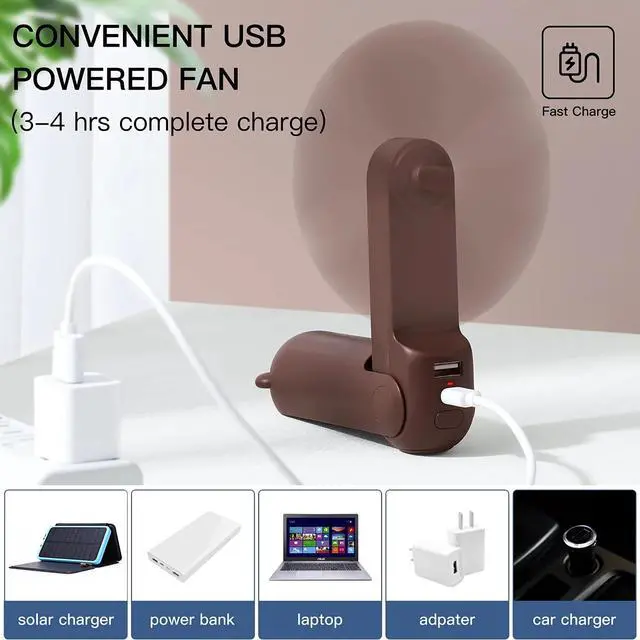 Alt view image 3 of 6 - JISULIFE Portable Fan, Foldable Pocket Fan with 4500 mAh Battery, Flashlight, 3 Speeds for Travel