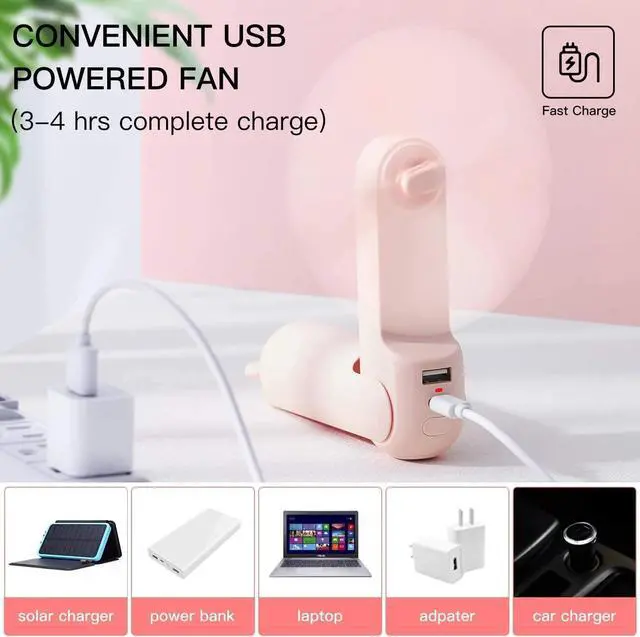 Alt view image 6 of 6 - JISULIFE Portable Fan, Foldable Pocket Fan with 4500 mAh Battery, Flashlight, 3 Speeds for Travel