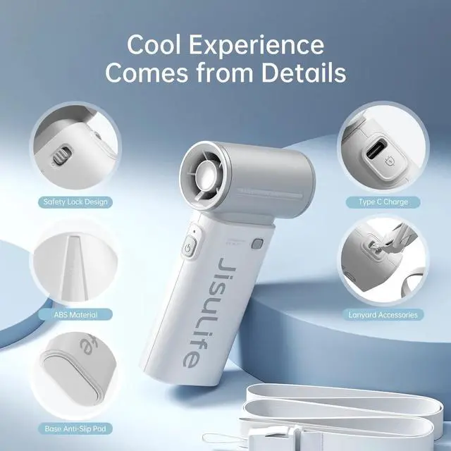 Alt view image 5 of 7 - JISULIFE Portable Handheld Fan, 40000 RPM Turbo Fan, 12H Battery Life, 5-Speed, 3600mAh USB Rechargeable, Mini Pocket Design, Gift for Women Men, Travel Outdoor Use