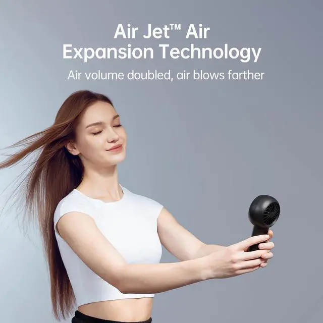 Alt view image 6 of 6 - JISULIFE Turbo Fan-Sized Portable Fan & 18H Runtime 6000mAh USB Rechargeable Fan with 5 Wind Modes for All Occasions