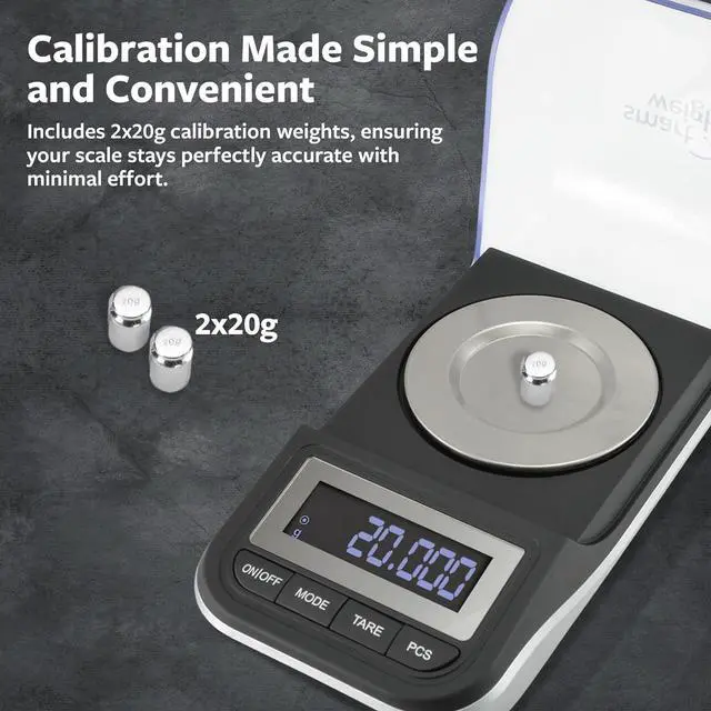 Alt view image 6 of 7 - Smart Weigh 50g x 0.001 Grams, Premium High Precision Digital Milligram Scale, Includes Tweezers, Calibration Weights,Three Weighing Pans and Case