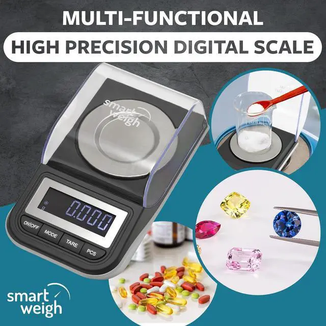 Alt view image 7 of 7 - Smart Weigh 50g x 0.001 Grams, Premium High Precision Digital Milligram Scale, Includes Tweezers, Calibration Weights,Three Weighing Pans and Case
