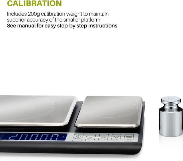 Alt view image 6 of 7 - Smart Weigh Dual Platform Digital Kitchen Scale Stainless Steel Culinary Kitchen Scale 10 kilograms x 0.01 grams High Precision Digital Food Scale Tare Function LCD w/Backlit for Baking Cooking Food