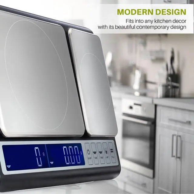 Alt view image 5 of 7 - Smart Weigh Dual Platform Digital Kitchen Scale Stainless Steel Culinary Kitchen Scale 10 kilograms x 0.01 grams High Precision Digital Food Scale Tare Function LCD w/Backlit for Baking Cooking Food