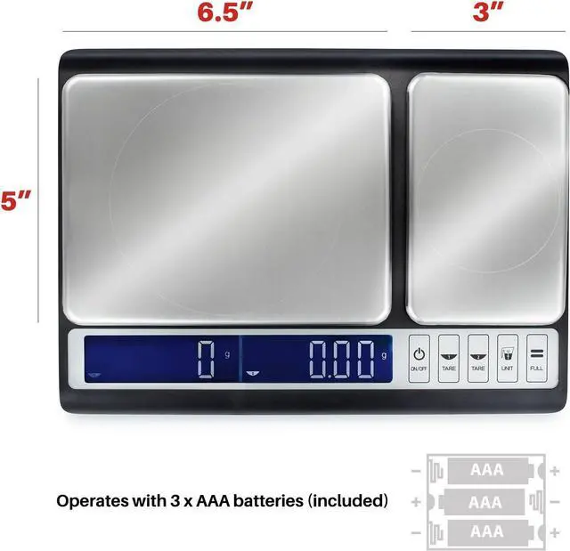 Alt view image 7 of 7 - Smart Weigh Dual Platform Digital Kitchen Scale Stainless Steel Culinary Kitchen Scale 10 kilograms x 0.01 grams High Precision Digital Food Scale Tare Function LCD w/Backlit for Baking Cooking Food