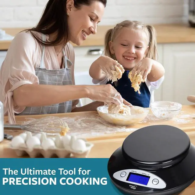 Alt view image 4 of 7 - Smart Weigh Food Kitchen Scale with Bowl,11lb x 0.1oz / 5000 x 1grams, Digital Weight Scale for Baking,Cooking for Ounces and Grams