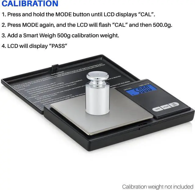 Alt view image 2 of 5 - Smart Weigh Digital Pocket Gram Scale, 1000g x 0.1 Grams, Digital Gram Scale, Jewelry Scale, Food Scale, Medicine Scale, Kitchen Scale