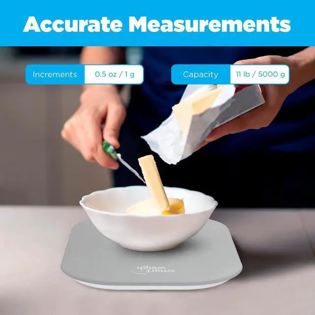 Alt view image 5 of 7 - Smart Weigh Small Gray Food Scales for Kitchen Weight Loss Calorie Scale, Baking Kitchen Scales Digital Weight Grams and Ounces, Weight Watchers Scale for Food, Cooking, Bread
