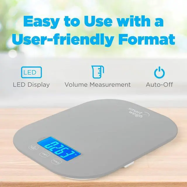 Alt view image 7 of 7 - Smart Weigh Small Gray Food Scales for Kitchen Weight Loss Calorie Scale, Baking Kitchen Scales Digital Weight Grams and Ounces, Weight Watchers Scale for Food, Cooking, Bread