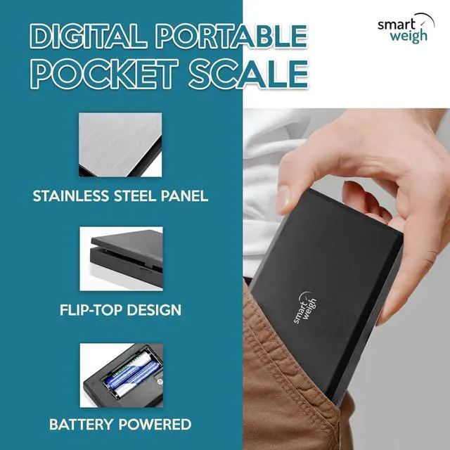 Alt view image 3 of 7 - Smart Weigh Digital Pocket Gram Scale, 200g x 0.01g, Jewelry, Food, Medicine Scale, Battery Included