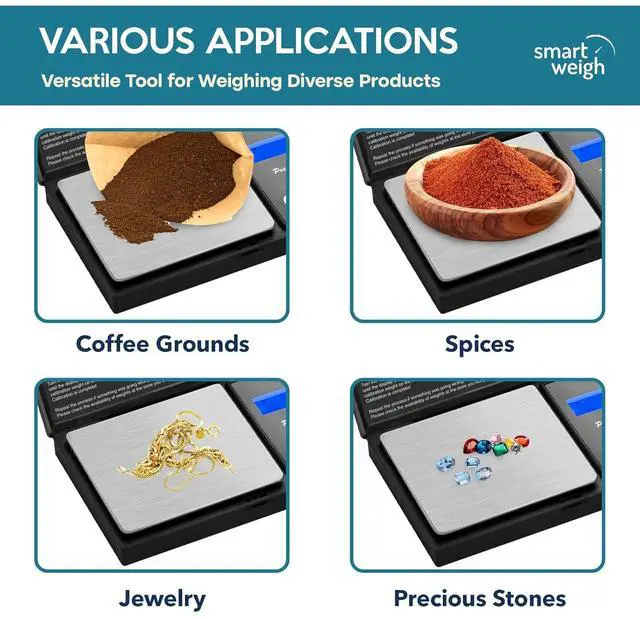 Alt view image 7 of 7 - Smart Weigh Digital Pocket Gram Scale, 200g x 0.01g, Jewelry, Food, Medicine Scale, Battery Included