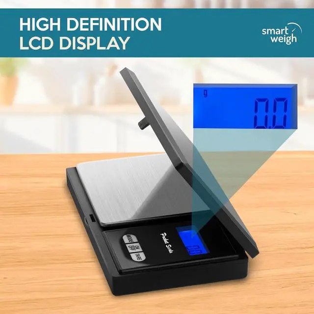 Alt view image 4 of 7 - Smart Weigh Digital Pocket Gram Scale, 200g x 0.01g, Jewelry, Food, Medicine Scale, Battery Included