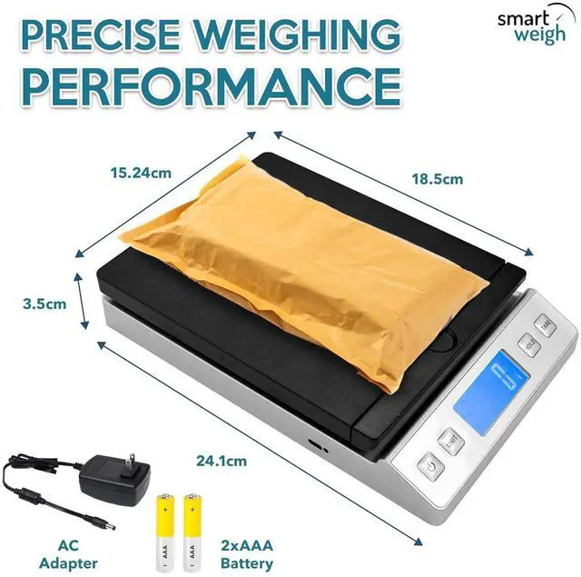 Alt view image 3 of 7 - Smart Weigh All in 1 Digital Shipping Postal Scale 66LB 0.1oz Accurate Digital Postal Scale with Hold and Tare Function Ideal for Shipping Packages Mail Scale Batteries and AC Adapter Included