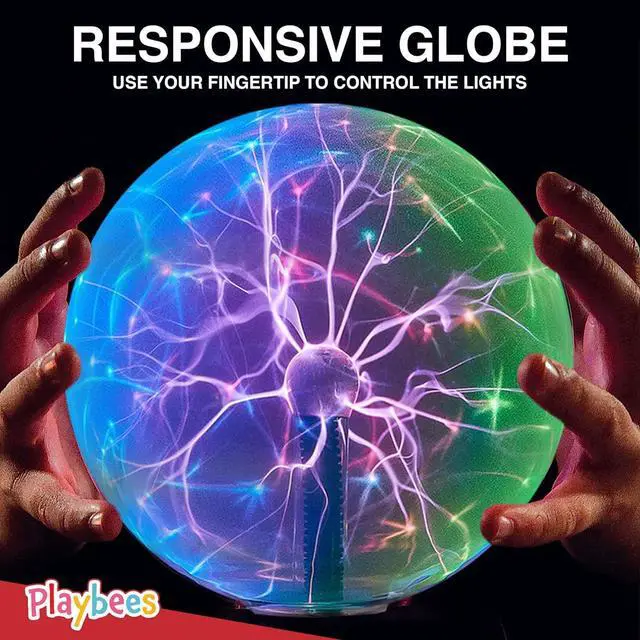 Alt view image 5 of 7 - Playbees 7-Inch Colorful Plasma Ball  Tesla Coil Globe with Multicolor Lightning Effects, Plug-in Static Electricity Prop for Parties, Decorations, and STEM Learning
Visit the Playbees Store - 3 Color