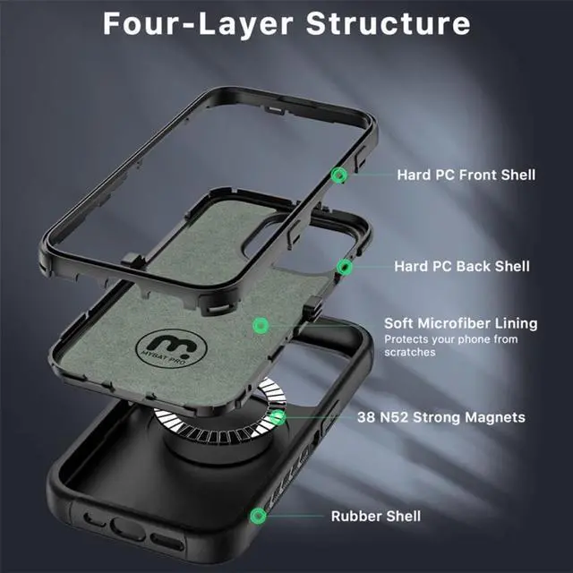 Alt view image 4 of 6 - MYBAT PRO Maverick Series Rogue Edition MagSafe Case for iPhone 15 Pro Max (6.7) Heavy Duty Protection Black