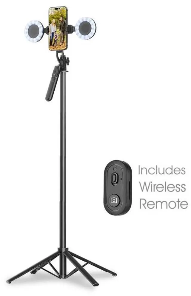 Main image of MYBAT PRO 3 in 1 Flexible Phone Tripod with Wireless Remote,72" Tall Travel Tripod Stand w 1/4" Screw,Selfie Stick w Light for Photo Vlog, 360° Rotation Camera Tripod for iPhone Android Black