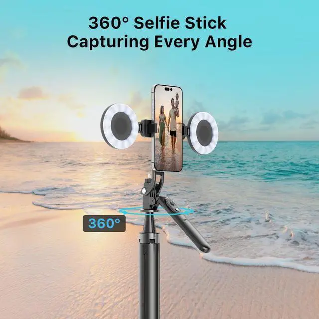 Alt view image 3 of 7 - MYBAT PRO 3 in 1 Flexible Phone Tripod with Wireless Remote,72" Tall Travel Tripod Stand w 1/4" Screw,Selfie Stick w Light for Photo Vlog, 360° Rotation Camera Tripod for iPhone Android Black