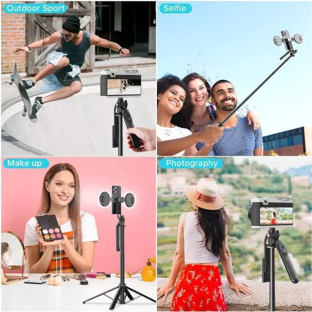 Alt view image 7 of 7 - MYBAT PRO 3 in 1 Flexible Phone Tripod with Wireless Remote,72" Tall Travel Tripod Stand w 1/4" Screw,Selfie Stick w Light for Photo Vlog, 360° Rotation Camera Tripod for iPhone Android Black
