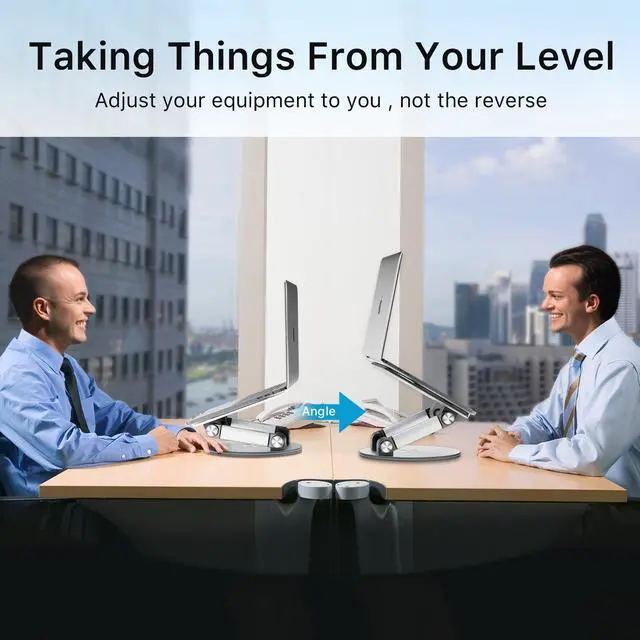 Alt view image 6 of 6 - MYBAT PRO Laptop Stand for Desk, Adjustable Computer Stand with 360° Rotating Base, Ergonomic Laptop Riser for Collaborative Work, Foldable Laptop Stand, fits for All 10-17.3" Laptops