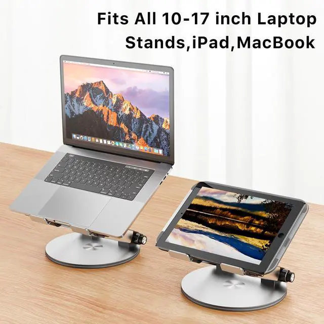 Alt view image 4 of 6 - MYBAT PRO Laptop Stand for Desk, Adjustable Computer Stand with 360° Rotating Base, Ergonomic Laptop Riser for Collaborative Work, Foldable Laptop Stand, fits for All 10-17.3" Laptops