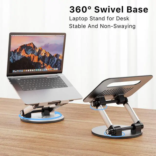 Alt view image 2 of 6 - MYBAT PRO Laptop Stand for Desk, Adjustable Computer Stand with 360° Rotating Base, Ergonomic Laptop Riser for Collaborative Work, Foldable Laptop Stand, fits for All 10-17.3" Laptops